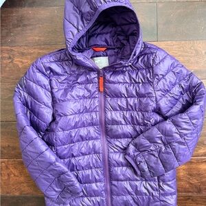 Primary Purple Hooded Puffer Jacket